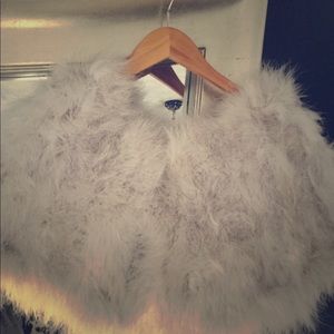 BHLDN gray fur Antoinette wrap